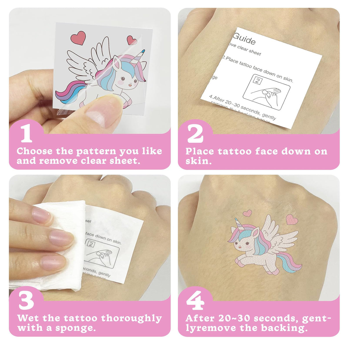 104 piece set of unicorn party favor tattoos for goodie bags