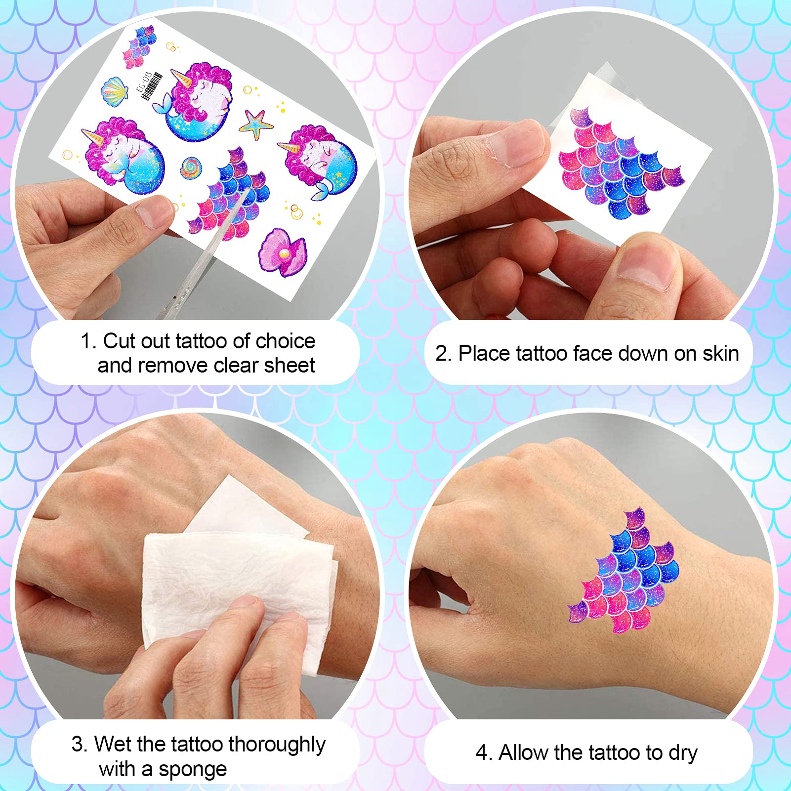 Full collection of 24 temporary tattoo sheets for parties