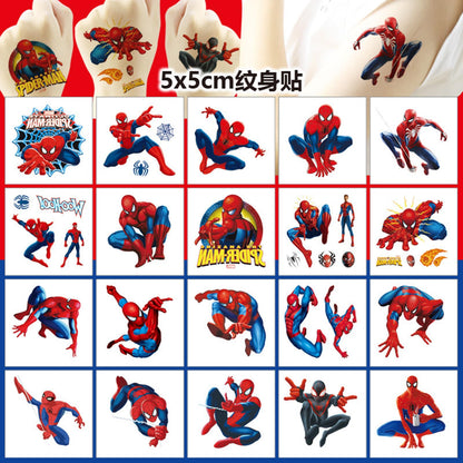 Close up of Marvel Spider-Man tattoo designs for kids party