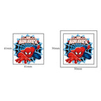 Spider-Man temporary tattoos applied on child arm for birthday