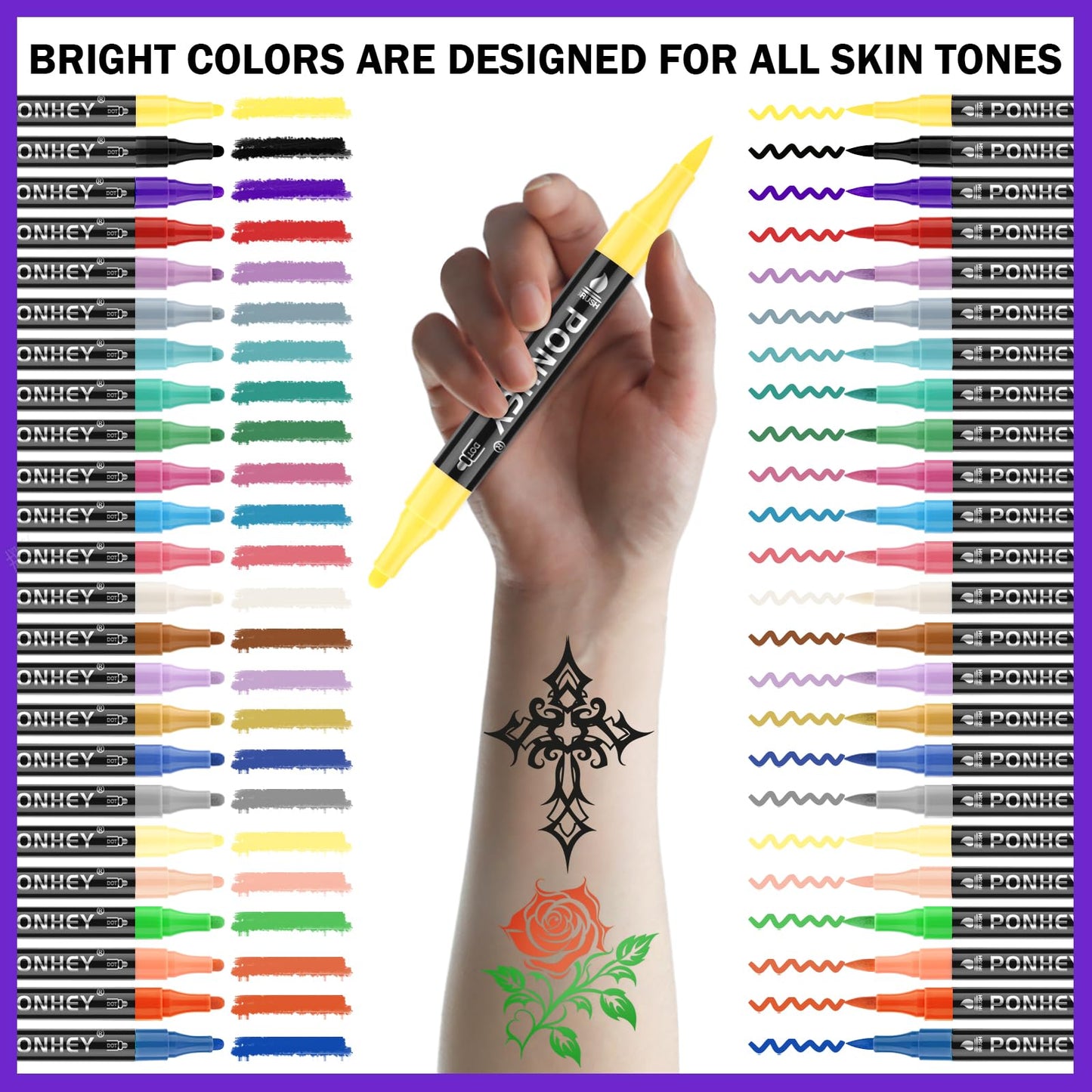 Using Ponhey tattoo pens on arm skin