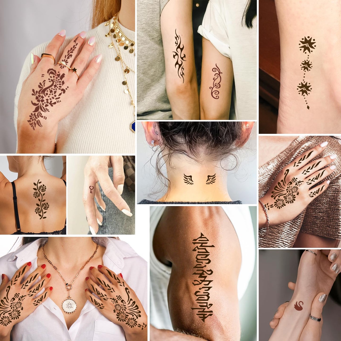 Collection of 126 stencil patterns for body art