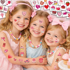 Close up of heart and cupid temporary tattoo designs for kids