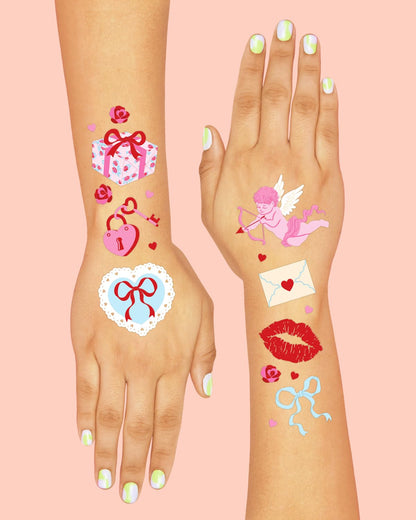 Xo, Fetti temporary tattoos applied on skin for Valentine party