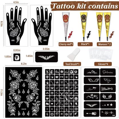 Close up of 77 stencil designs included in InkForge tattoo kit