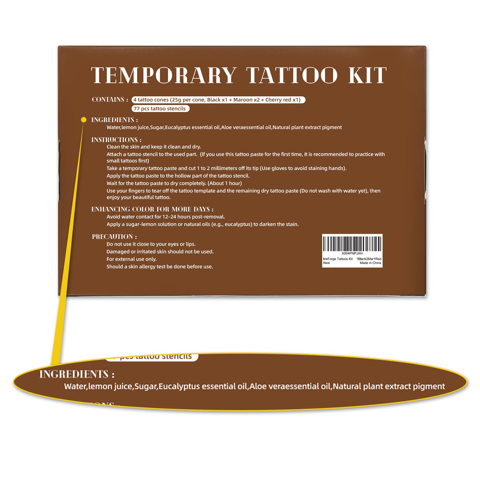 Instructional diagram for InkForge DIY tattoo application