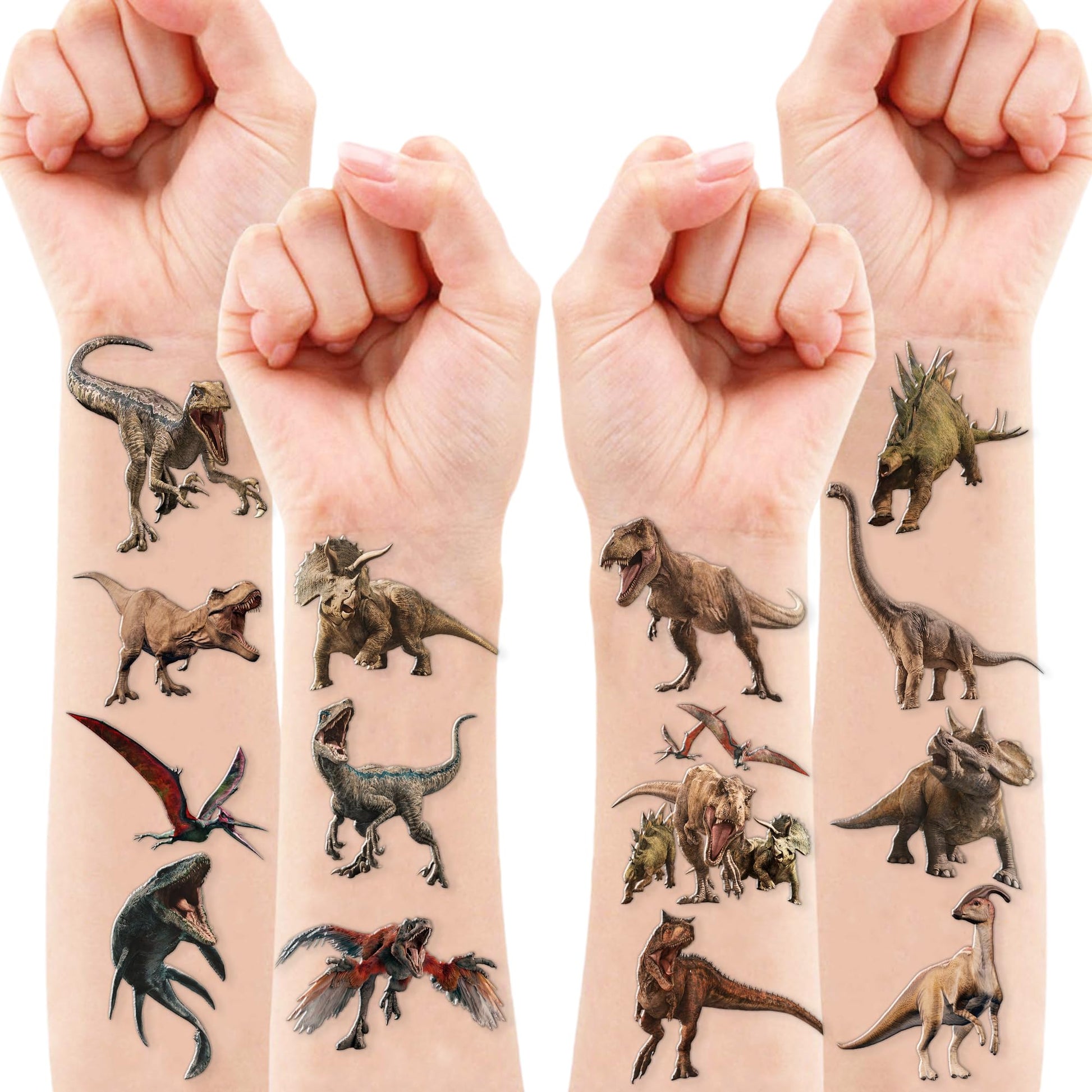 Detailed look at realistic dinosaur temporary tattoo stickers