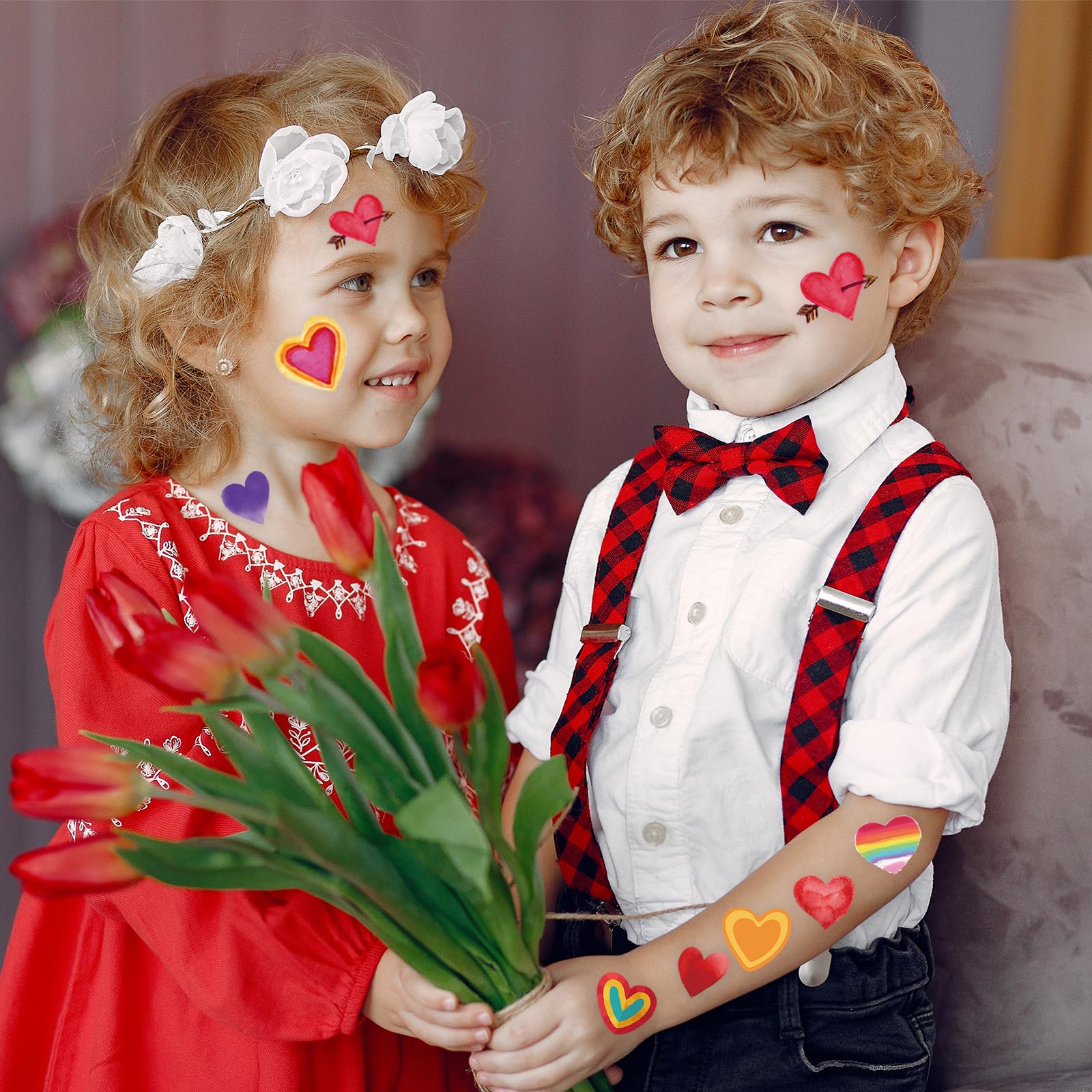 Individually wrapped valentine heart tattoo sheets in bulk