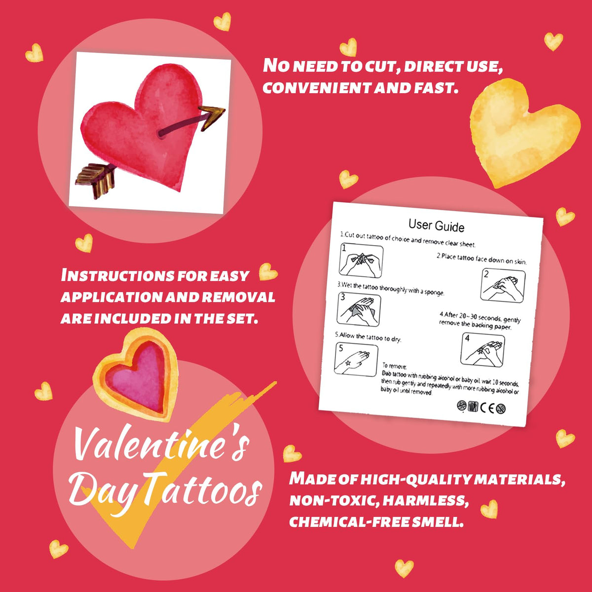 Instructions for applying Winthrop temporary heart tattoos