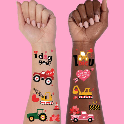 Detailed view of I Dig You phrase temporary tattoos by Ovasorve