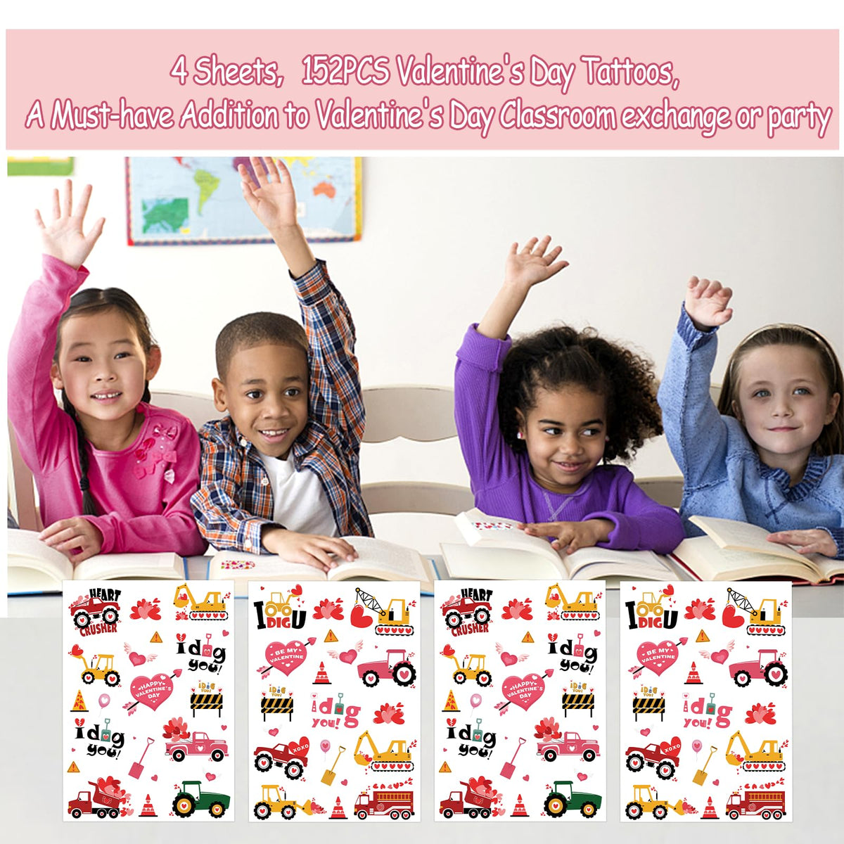 Ovasorve temporary tattoos sheets for Valentine party favors