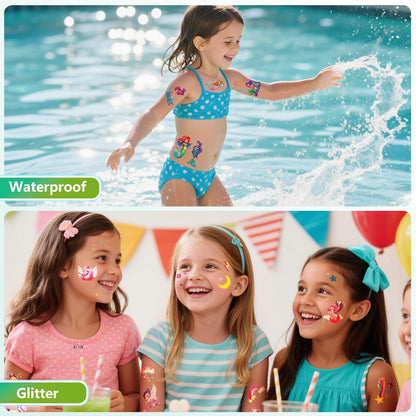 Assorted collection of 150+ glitter temporary tattoos