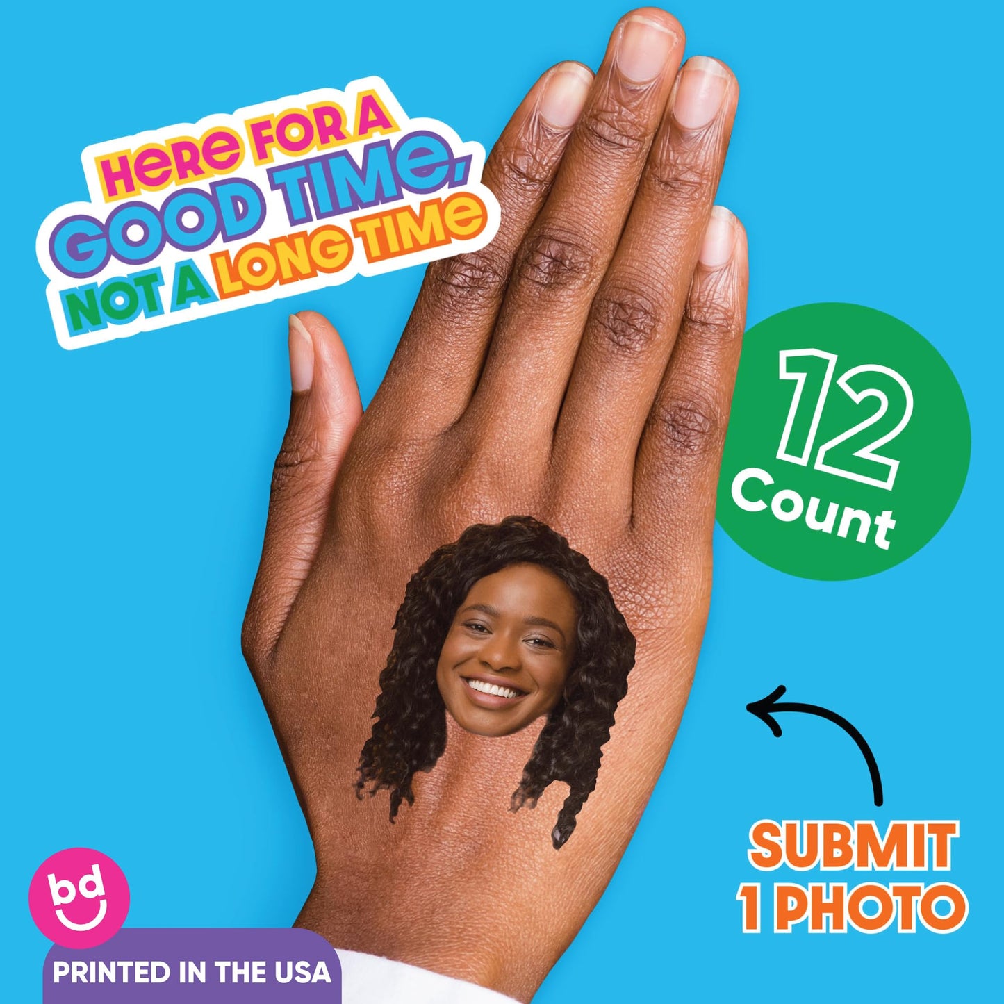 Close up of personalized face temporary tattoos for parties