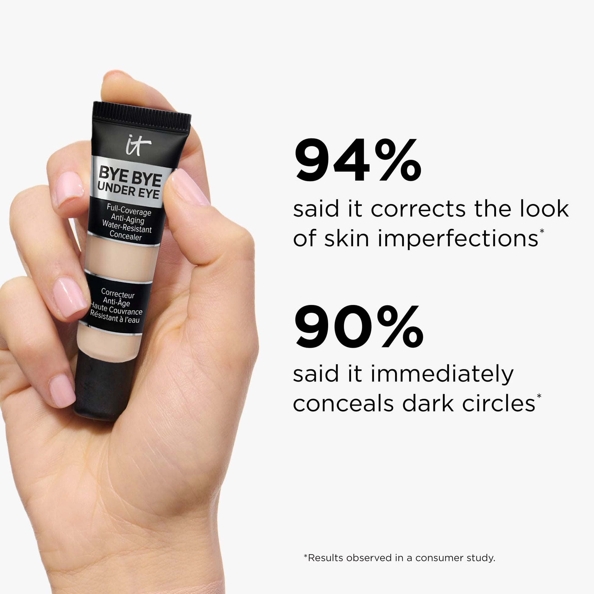 Brand logo and product name on concealer tube