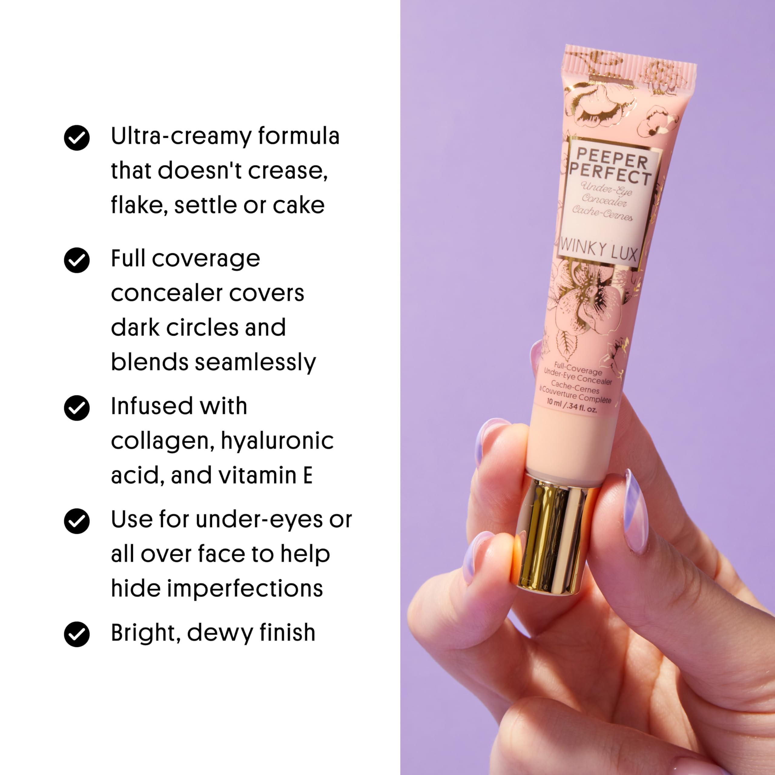 Winky Lux under eye concealer texture and pigment swatch