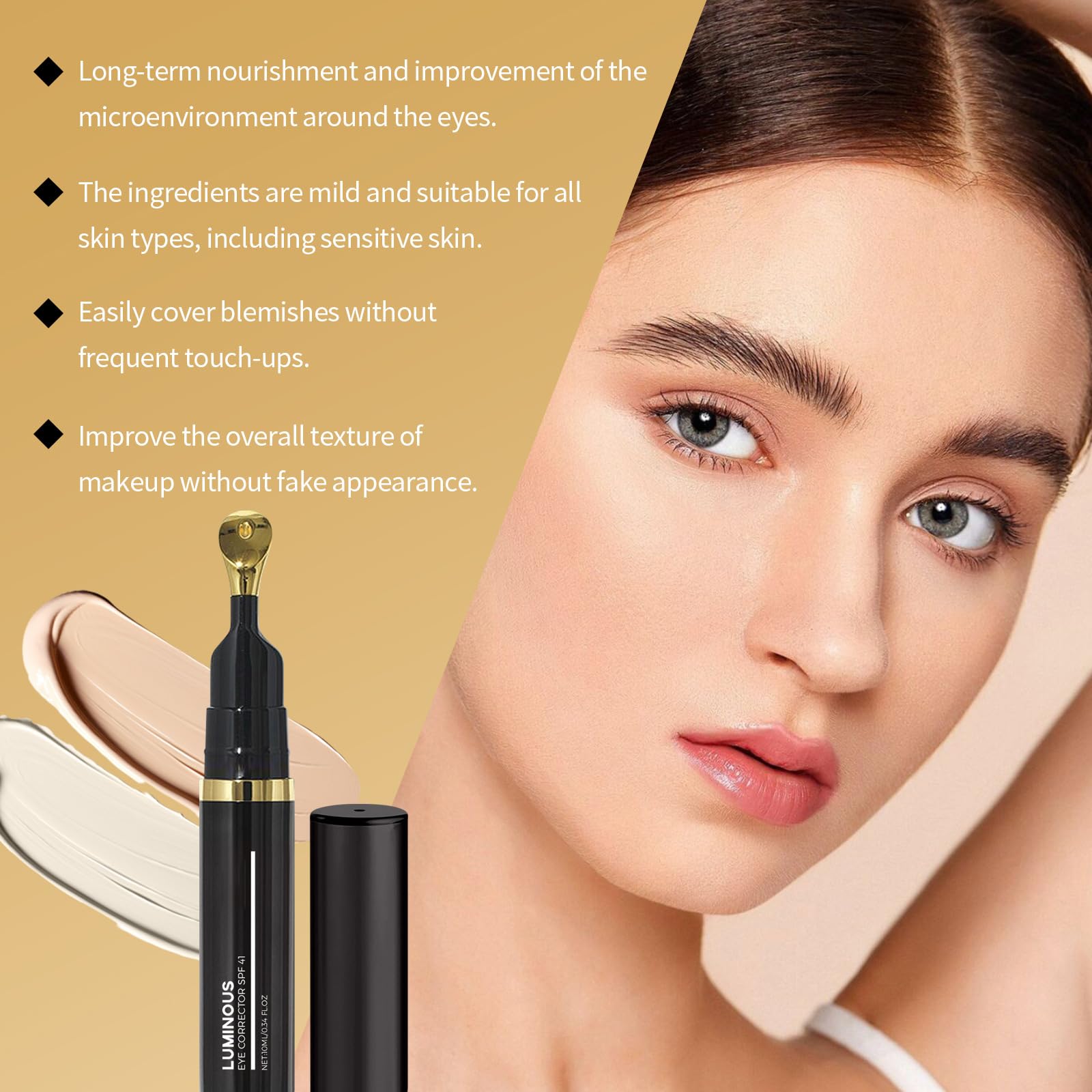 Drmtlgy Luminous Eye Corrector texture and peach tone swatch