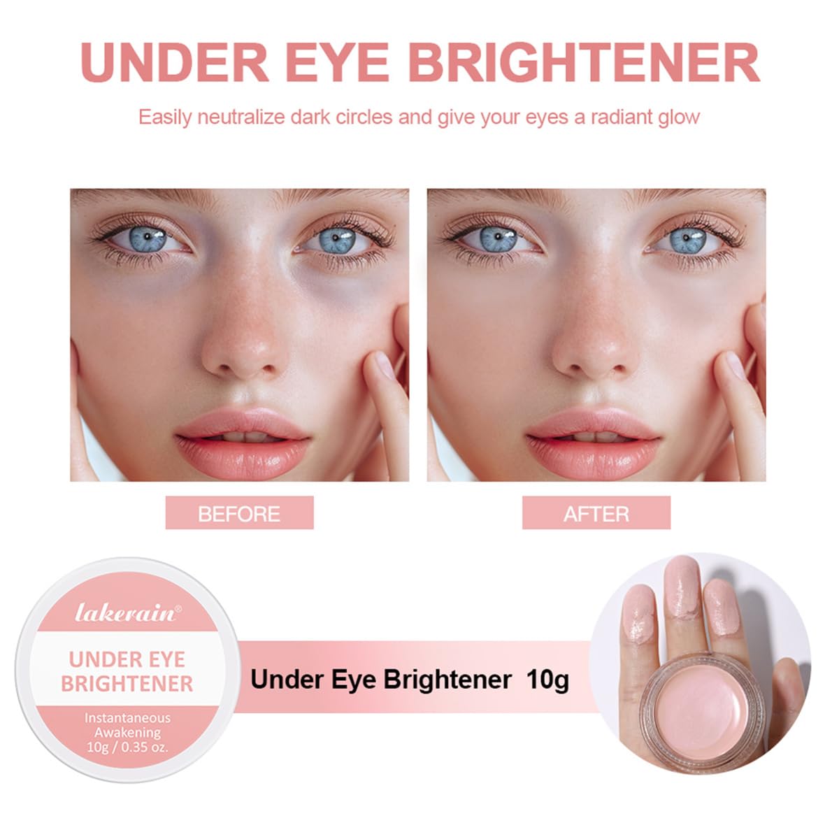 Lakerain under eye concealer radiant pink cream texture
