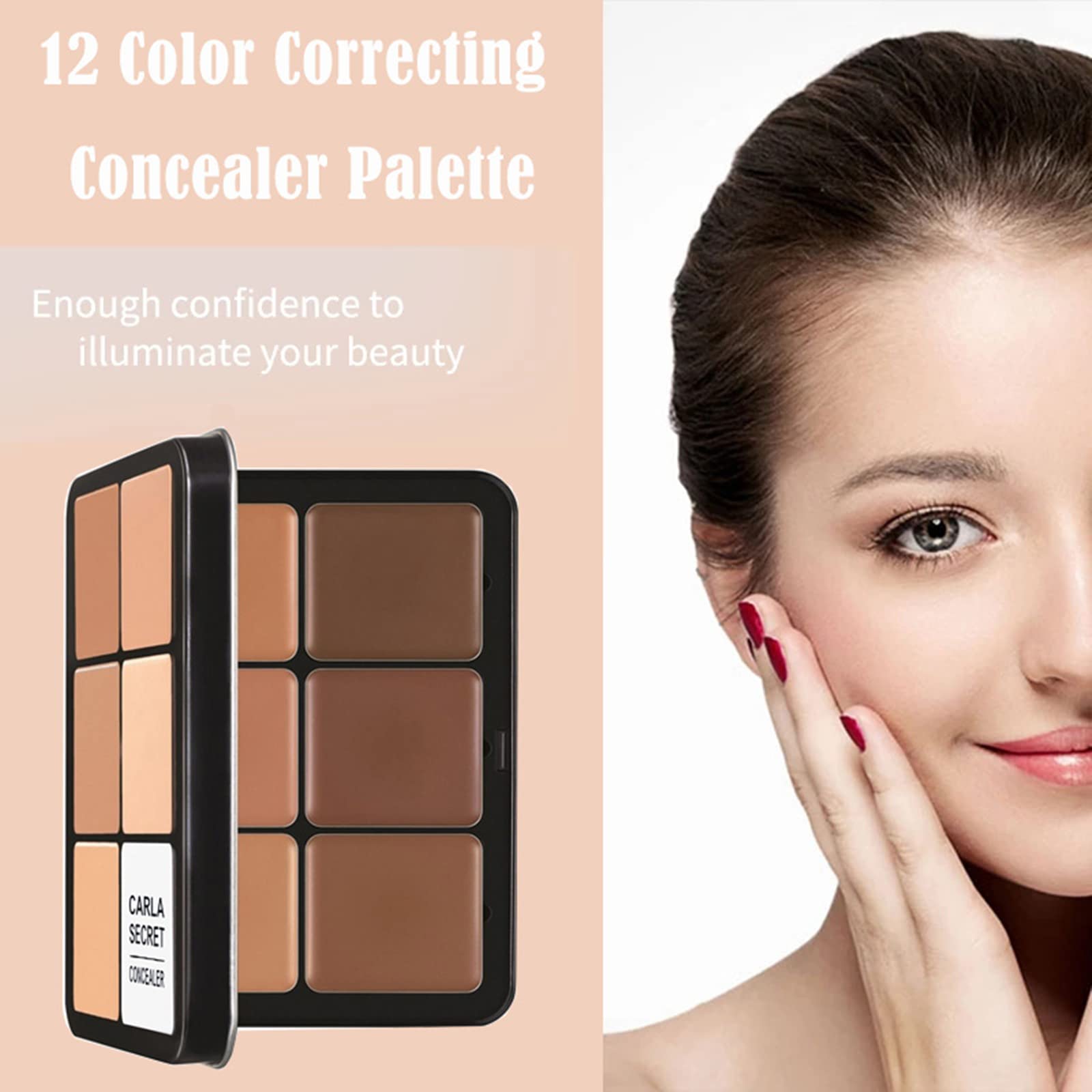 Surorain makeup palette showing 12 cream concealer shades