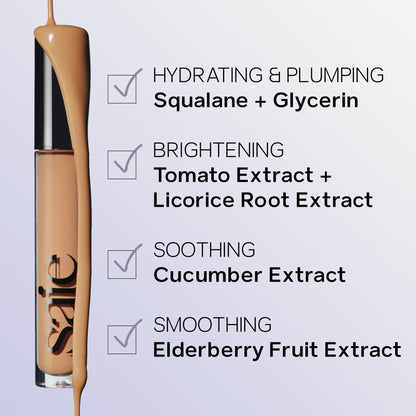 Saie Hydrabeam concealer applicator tip showing creamy texture