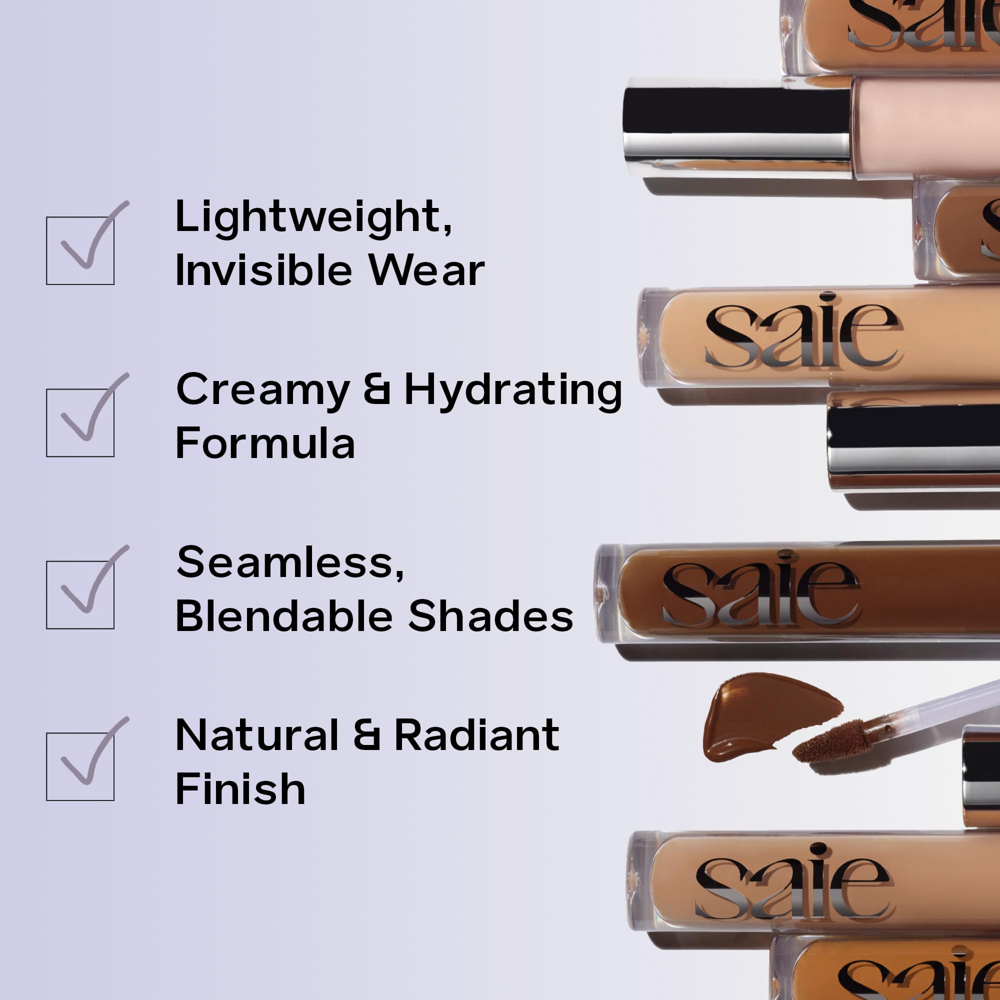 Saie Hydrabeam Brightener swatch for shade verification