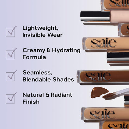 Saie Hydrabeam Brightener swatch for shade verification