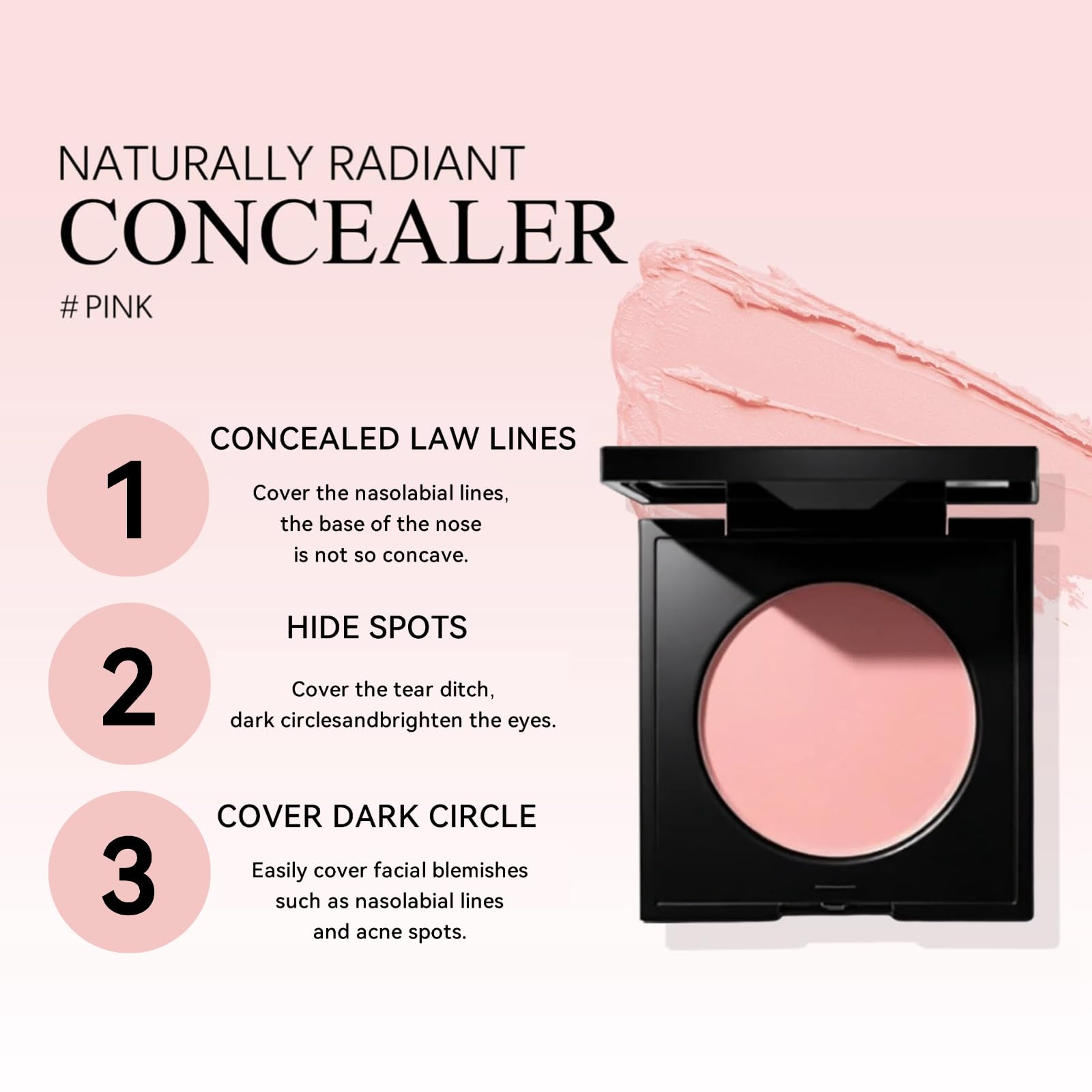 Luminance Milano pink concealer compact opened with applicator