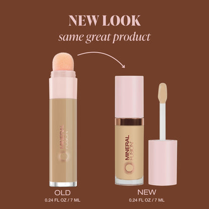 Mineral Fusion Liquid Concealer applicator and texture swatch