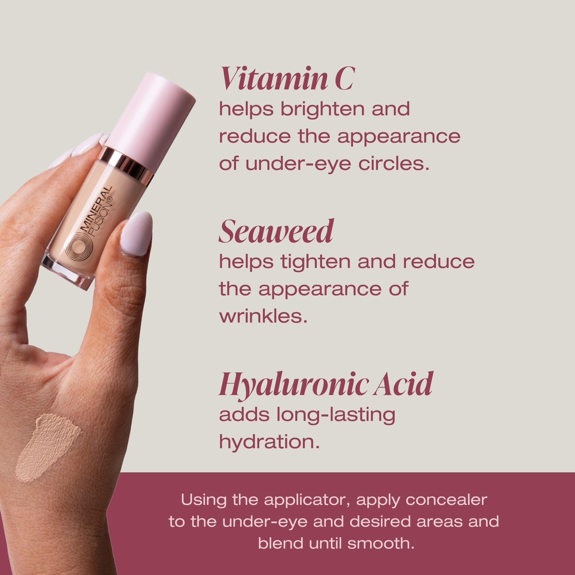 Mineral Fusion concealer showing ingredient and brand details