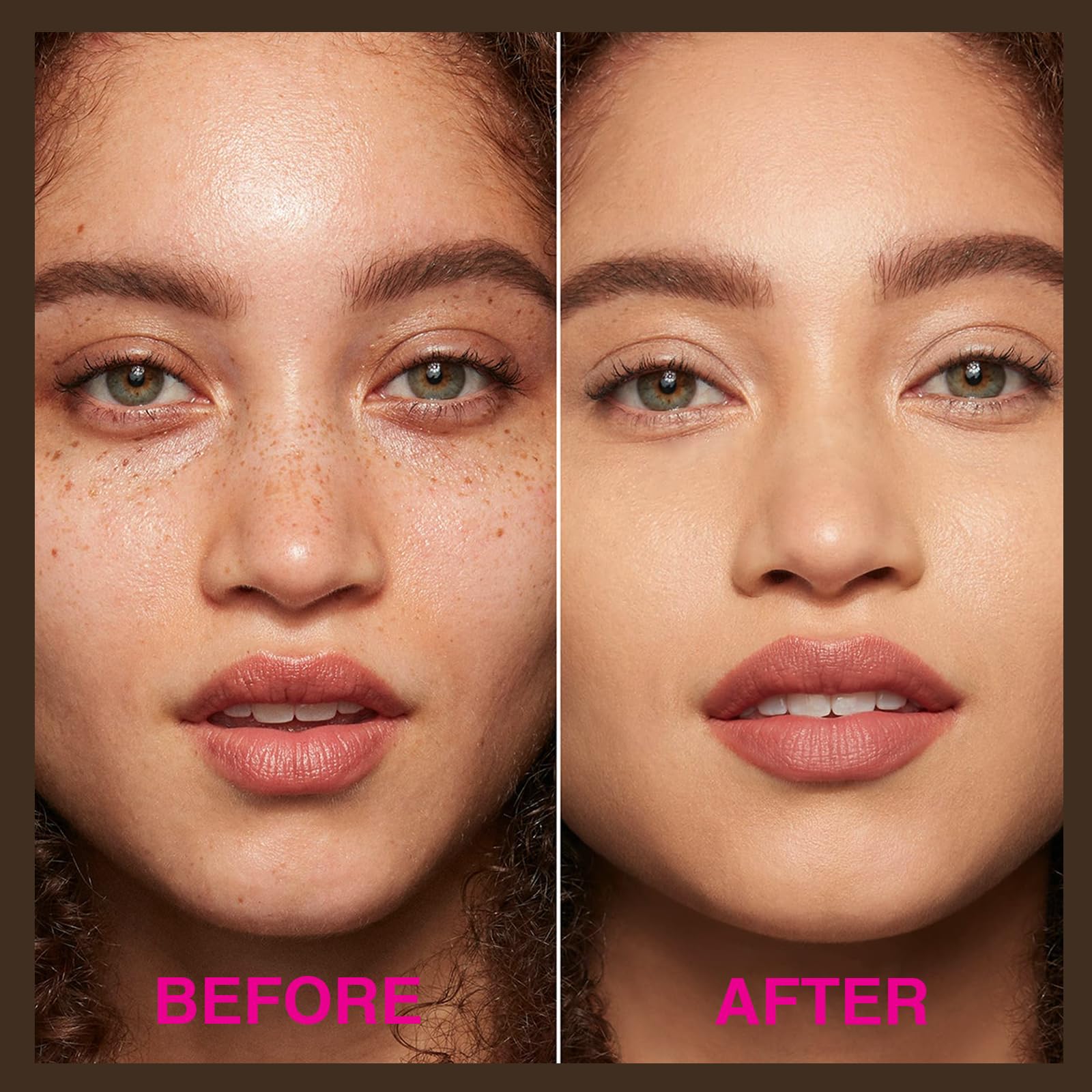 Comparison showing eye area with and without Hengrunxin brightener