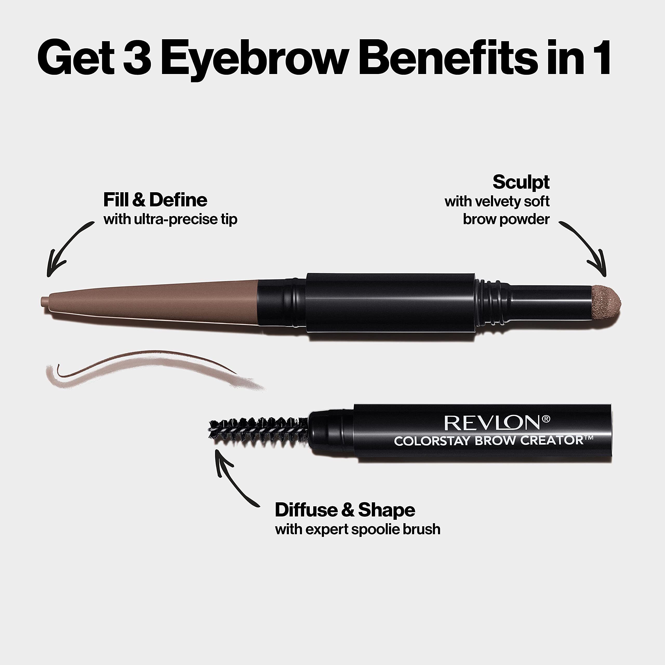 Built in spoolie brush side of long lasting eyebrow makeup kit