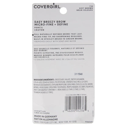Covergirl brow pencil showing micro-fine tip and spoolie brush detail