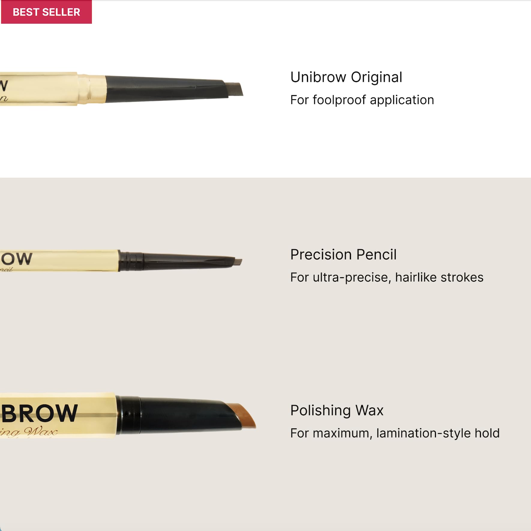 Winky Lux Uni-Brow packaging highlighting the 0.35 grams product size.