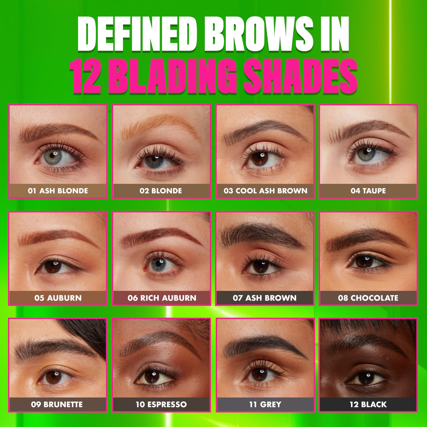 Before and after comparison using the 16-hour wear nano mechanical brow tool.