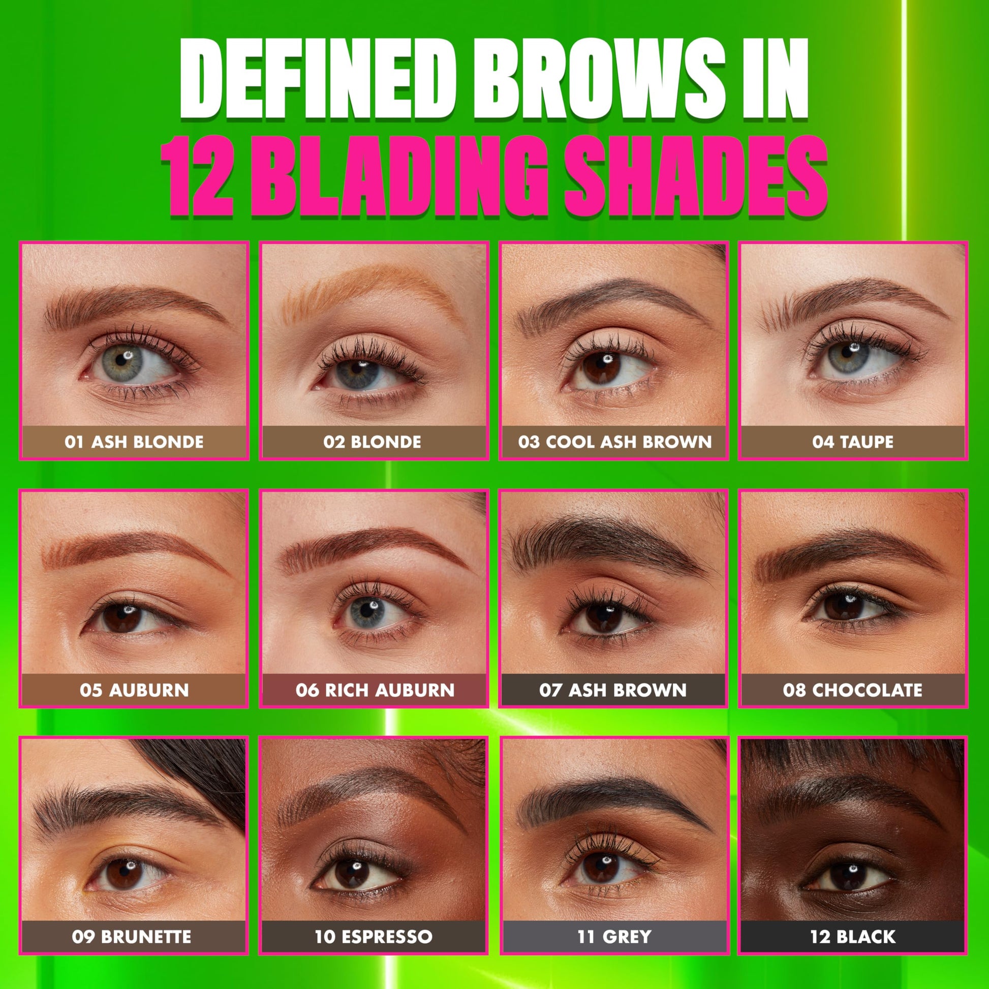 Before and after comparison using the 16-hour wear nano mechanical brow tool.