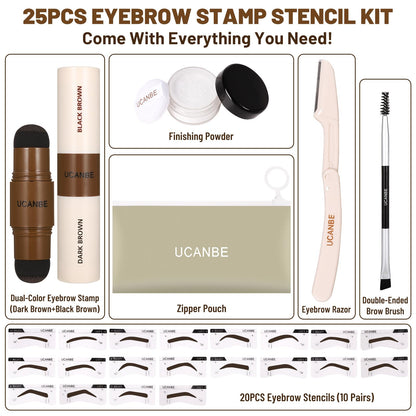 Close up of the UCANBE dual color waterproof brow pomade cap and stamp applicator tool