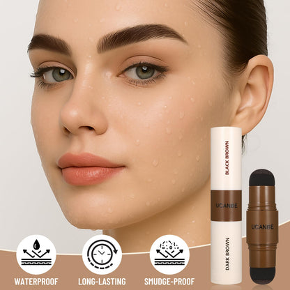 Translucent setting powder jar from the UCANBE eyebrow collection for an ultra matte finish