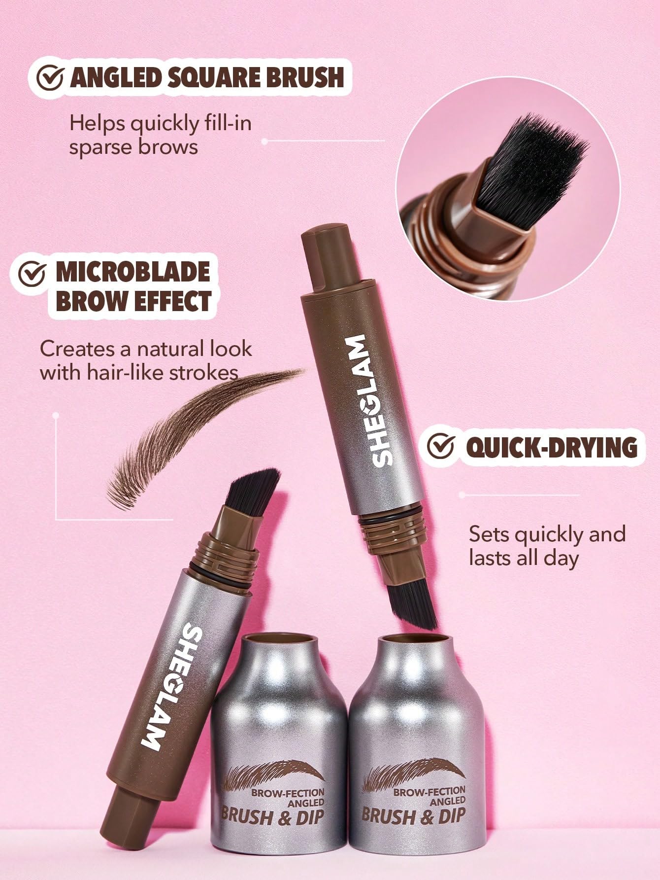 Close up view of the microblading eyebrow pen brush tip detailing the precise angled bristles.