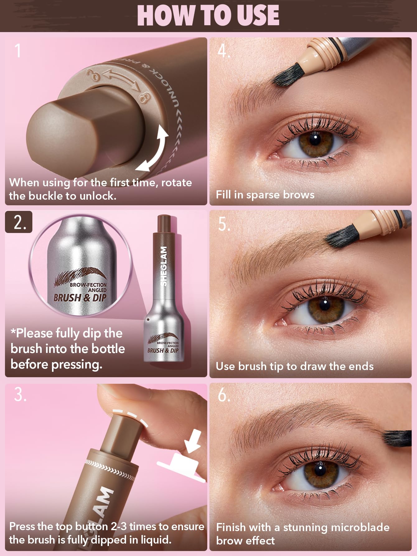 Side profile view of the authentic USA imported packaging for SHEGLAM Brow-Fection Chocolate.
