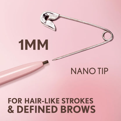 Smudge-proof Covergirl brow pencil being swatched to display the natural shade.