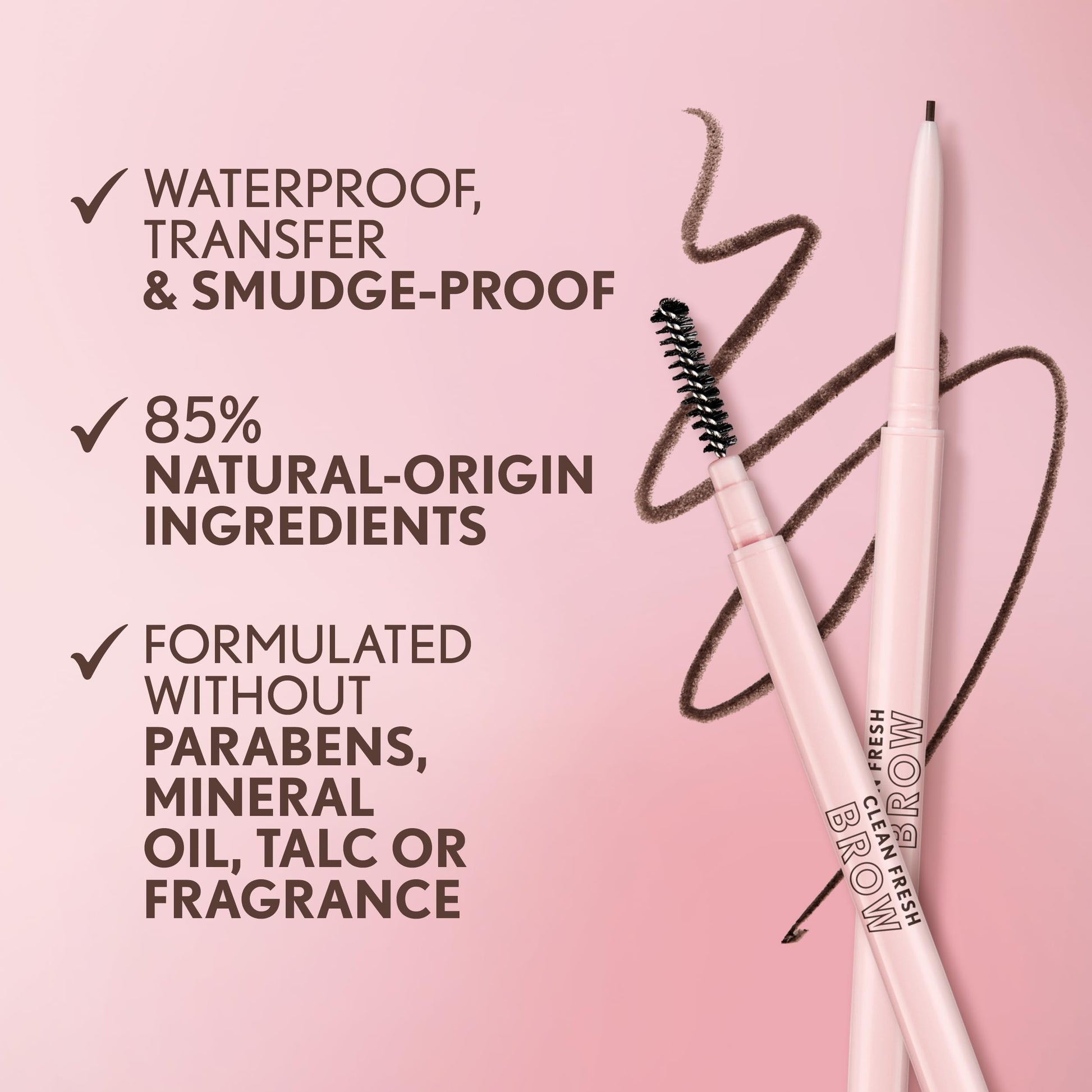 Covergirl Clean Fresh Brow Nano pencil cap off showing both the tip and spoolie.