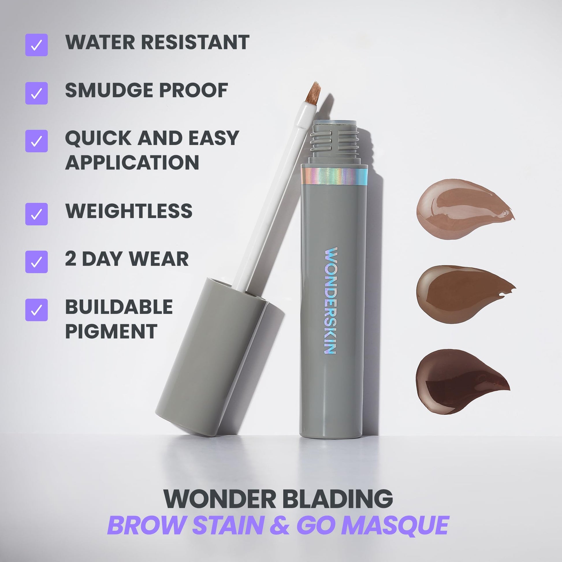 Wonderskin smudge proof eyebrow stain liquid blading technology applicator brush