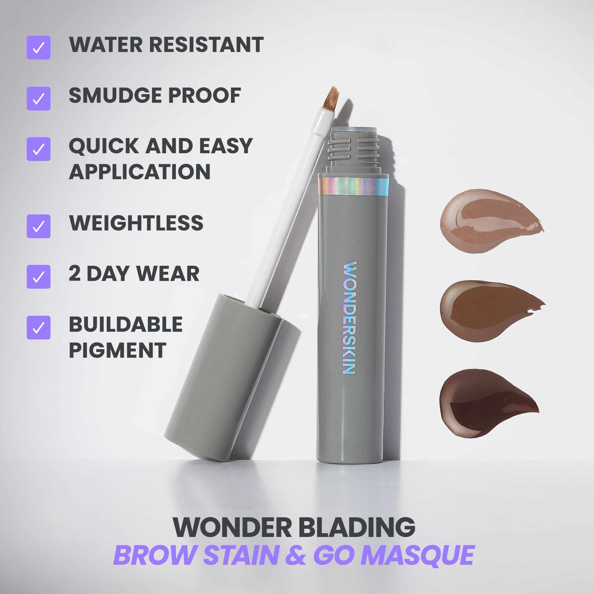 Wonderskin smudge proof eyebrow stain liquid blading technology applicator brush