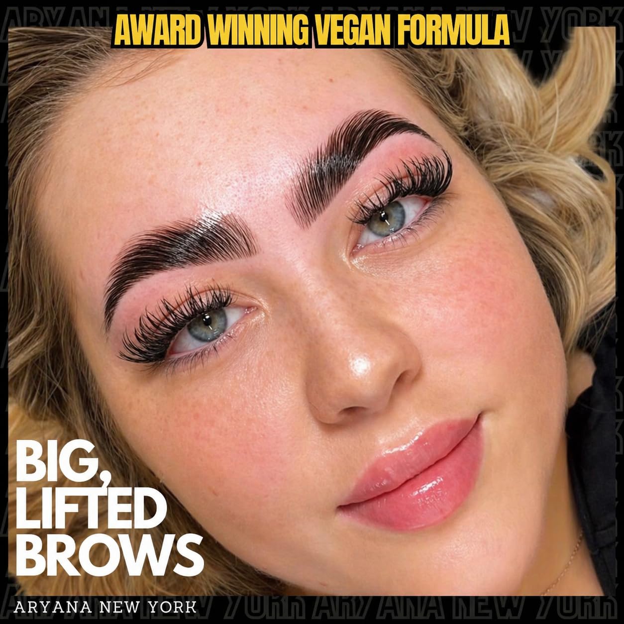 Close up view of the five step professional eyebrow lift system by Aryana New York