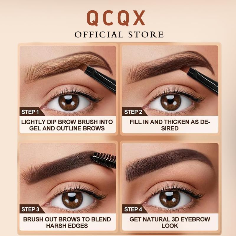 Waterproof brow tint gel tube with precision spoolie applicator brush.