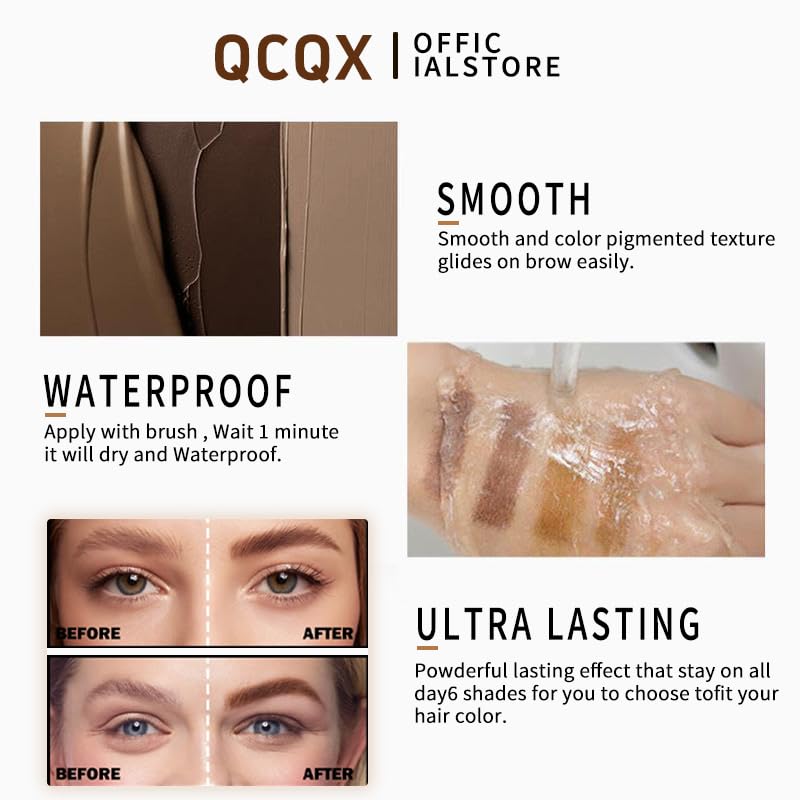 Close up view of the long lasting smudge proof brow gel formula.