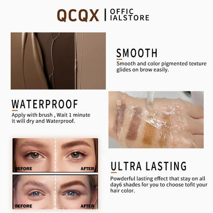 Close up view of the long lasting smudge proof brow gel formula.