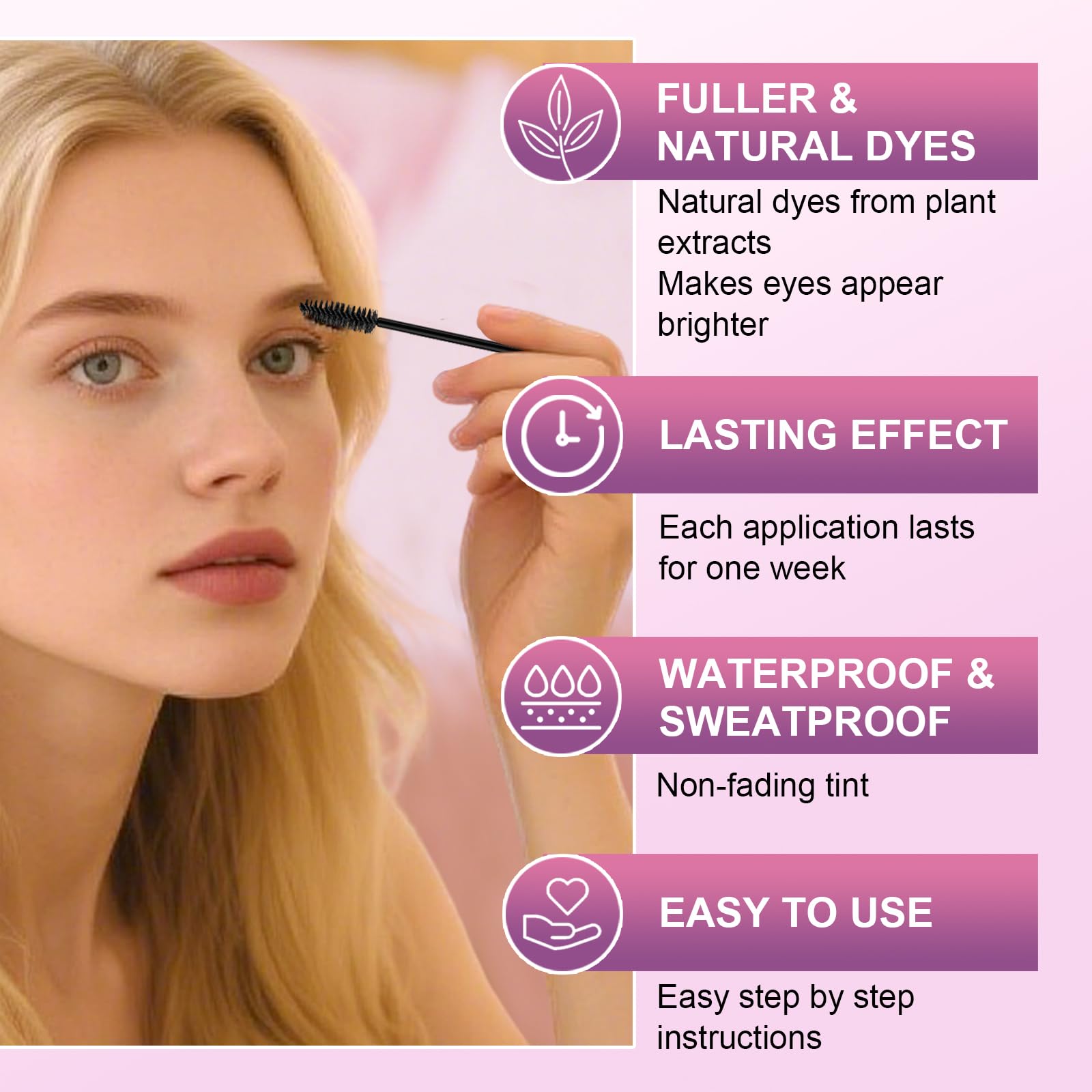 WEILNELL black eyelash color kit organic vegan formulation details shown clearly.