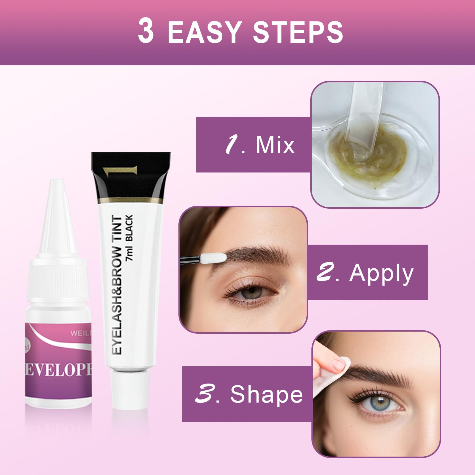 WEILNELL imported professional eye makeup definition set showing waterproof results.