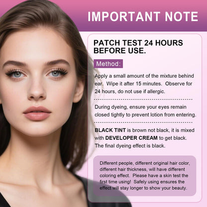 WEILNELL instant black eyelash tinting kit packaging back panel instructions.