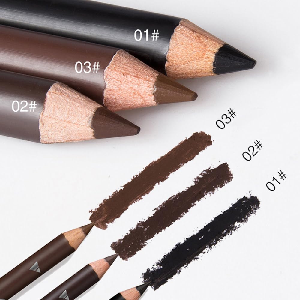 Close up of the hard core tip of an imported wooden eyebrow pencil showing texture